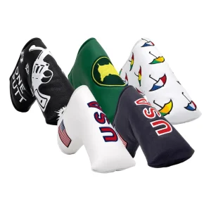 PU Leather Embroidered Magnetic Blade Putter Headcover