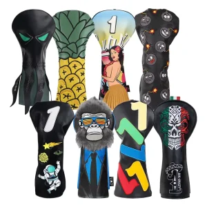 PU Leather Golf Accessories Astronauts Pineapple Octopus Embroidered Driver Head Cover Golf Headcovers