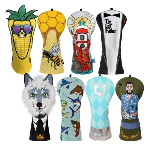 PU Leather Golf Accessories Wolf Luxury OEM Golf Driver Black Golf Driver Headcover Golf Headcovers Custom Logo