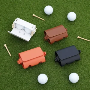 PU Leather Golf Balls Waist Bag Portable Carry Bag with Tees Holder for Golf Balls Storage Case for Golfers