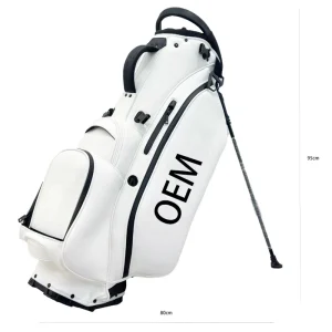 PU Leather Golf Cart Bag, 14-Way Divider, Waterproof, Handles, Rain Cover