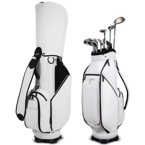 PU Leather Golf Cart Bag Non Waterproof Zipper Closure Multiple Pockets & Easy Mount Design Portable & Durable Adult Use