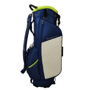 PU Leather Golf Cart Bag with 14-Way Divider Top Waterproof with Handles and Rain Cover
