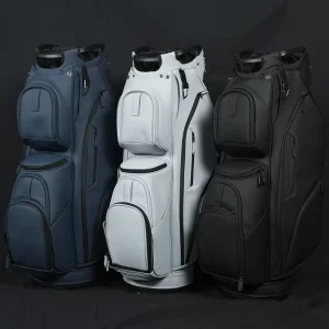PU Leather Golf Cart Bag with 14-Way Divider and Waterproof Design