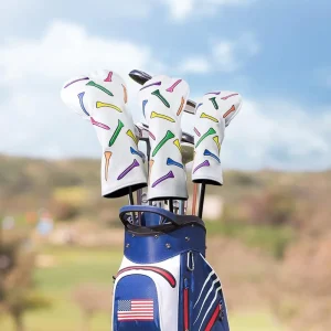 PU Leather Golf Club Covers for Driver, 3 Wood and Hybrid