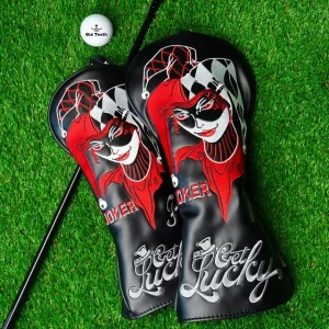 PU Leather Golf Driver Head Cover with Lucky Joker Embroidery