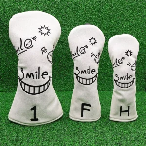 PU Leather Golf Driver Headcover Stylish Design White Wood Club Cover