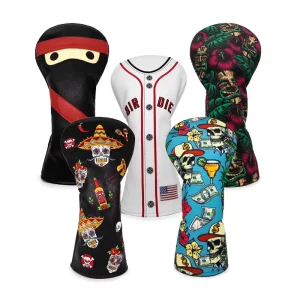 PU Leather Golf Head Covers with Embroidery or Printed Logo for Driver, Fairway and Hybrid Woods