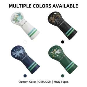 PU Leather Golf Headcover Set, Shockproof, Driver Wood Iron Putter Covers, Soft Lining