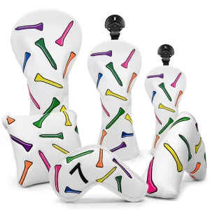 PU Leather Golf Headcover Set for Mallet Putter, Iron, Blade Putter, Driver, Fairway, Hybrid, and Wood