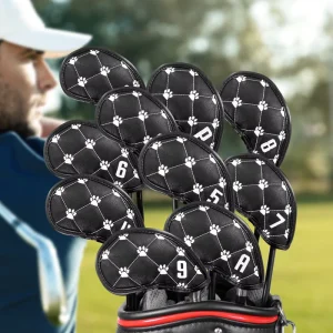 PU Leather Golf Iron Headcovers Set Embroidery Golf Club Head Cover for Men and Woman