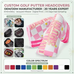 PU Leather Golf Mallet Putter Headcover Custom Embroidery Logo OEM Factory Supplier
