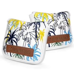 PU Leather Golf Mallet Putter Headcover with Magnetic Closure and Coconut Tree Embroidery