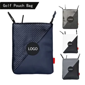 PU Leather Golf Pouch with Secure Zipper, Lightweight Golf Accessory Bag