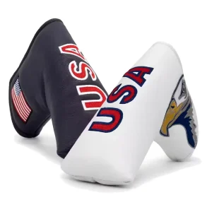 PU Leather Golf Putter Covers OEM Golf Blade Putter Head Covers Embroidery Magnetic Putter Headcover