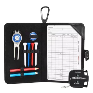 PU Leather Golf Scorebook Golf Scorecard Holder With Pencil