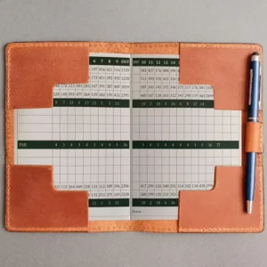 PU Leather Golf Scorecard Holder Portable Yardage Book Cover Slim Golf Score Book Pen Holder Golf Accessories