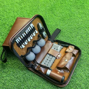 PU Leather Golf Tool Bag Multifunctional Golf Accessories Bag Large Capacity Golf Tees Ball Pouch Outdoor Supplies