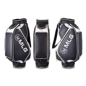 PU Leather Golf Tour Staff Bag for Men, Black
