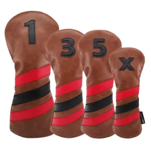 PU Leather Golf Wood Headcover Retro Style Waterproof for Driver, Fairway, and Hybrid Clubs with Number