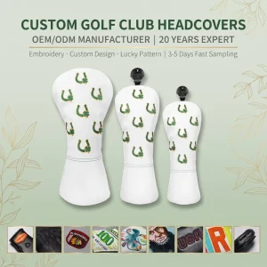 PU Leather Golf Wood Headcover Set Custom Logo Embroidery Gift Box Hang Tag Barcode OEM Factory