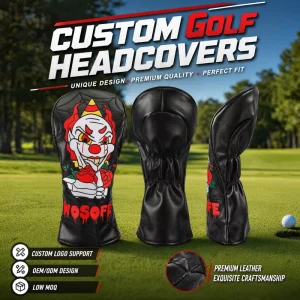 PU Leather Golf Wood Headcovers High-Density 3D Embroidery Anti-Slip Elastic Band Extra Thick Shockproof Velvet