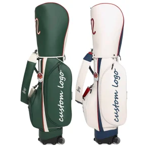 PU Leather Lightweight Waterproof Durable Portable Remote Control Fashion Golf Bag with Cart and Stand