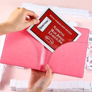 PU Leather Mahjong Card Folio Passport Holder Mahjong Clutches Mahjong Scorecard Card Protective Cover Mahjong Accessories