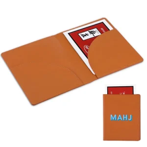 PU Leather Mahjong Card Sleeve Holder Mahjong Card Folio Mahjong Scorecards Protective Cover Mahjong Clutch Mahjong Accessories