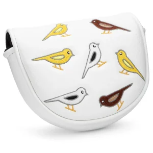 PU Leather Mallet Putter Headcover with Colorful Bird Pattern