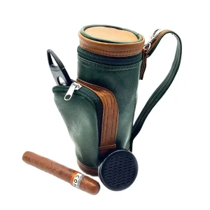 PU Leather Portable Cigar Holder Travel Bag Moisture Pack with Humidifier Cigar Knife Golf Cigar Bag