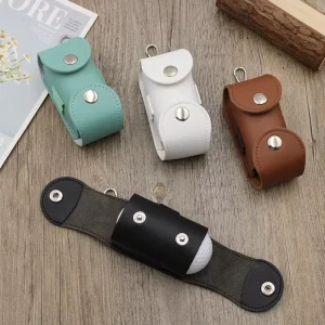 PU Leather Portable Waterproof Golf Ball Holder Case with Two Buckle Outdoor Golf Sports Accessory Gifts for Golf Lovers