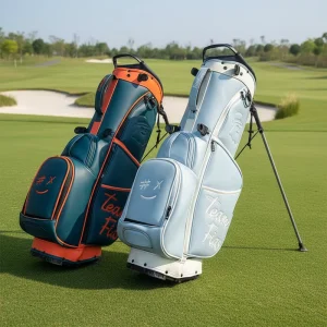 PU Leather Portable Waterproof Golf Stand Bag with Custom Logo and Embroidery for Men and Women