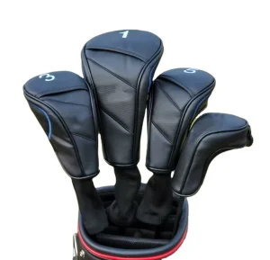 PU Leather Waterproof Golf Club Head Covers Long Neck Cover for Driver Fairway Hybrid Clus