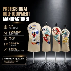 PU Leather Waterproof Golf Head Covers Embroidered Printed Logos Golf Driver Covers Factory Custom Golf Club Cover