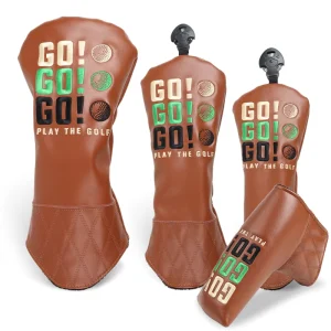PU Leather Waterproof Golf Headcovers for 460CC Driver, Fairway Wood, Hybrid and Putter