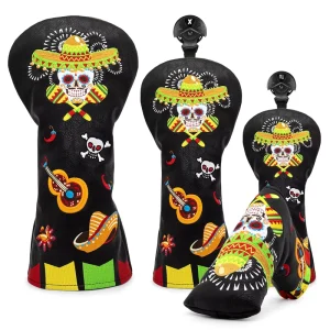 PU Material Golf Fairway Wood Headcover with Magnetic Putter Cover