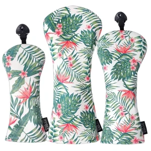 PU Synthetic Leather Hawaiian Style Printed Golf Blade Mallet and Driver Headcovers