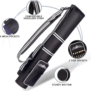 PU Waterproof Golf Carry Bag with Zipper Closure, Arcuate Shoulder Strap, and Carry Pockets