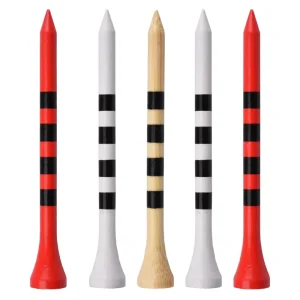 Pack 100 Professional Striped Bamboo Golf Tees 5x Strong Red White 70 83mm Durable Custom Logo Available Practice Tee