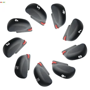 Pack of 9 Pcs Golf Head Cover Golf Club Headgear Club Iron Putter Head Protector Neoprene Black Golf Headcover