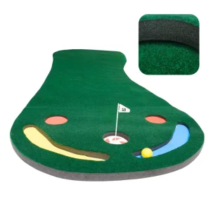 Par 3 Mini Golf Game Indoor Portable Golf Putting Green Trainer Mat with Slope