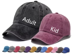 Parent Child Vintage Washed Plain Baseball Cap Distressed Dad Golf Hat for Men Women Kid Child Boy Girl Hat Gift