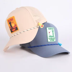 Patch Logo 5 Panel Laser Cut Hole Perforated Waterproof Hat Breathable Quick Dry Golf Hat Baseball Caps