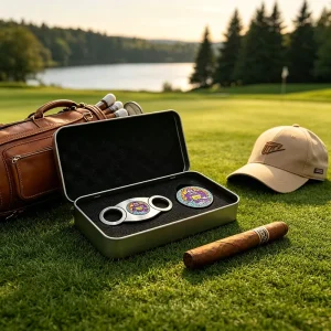 Perfect Cut Logo Sissor Japanese Plastic Cuban Premium Cigar Cutter V Cut With Spring Carbon Japanese Golf Ball Marker