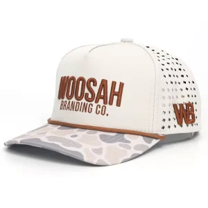 Performance Golf Hat Laser Hat with 3D Embroidery Logo and Brown Rope Camo Brim