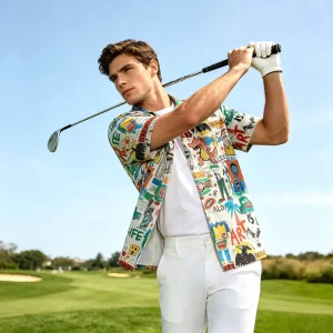 Performance Printed Golf Shirt Moisture Wicking Breathable Golf Polo for Unisex Custom Golf Wear Factory