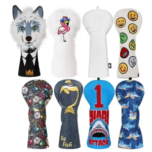 Personality Design Embroidery Leather Golf Headcovers Golf Accessories Golf Head Covers Embroidery