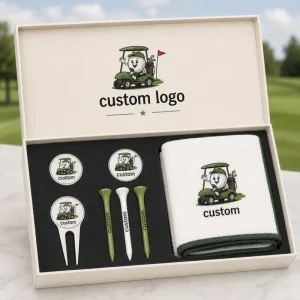Personalized Customization Logo Golf Gift Set Club Divot Tool Ball Marker Golf Tee Towel Premium Member Golf Gift
