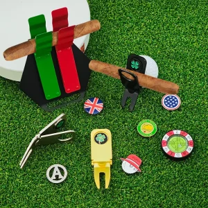 Personalized Folding Fork Enamel Magnetic Other Products Custom Golf Ball Marker Blanks Repair Golf Divot Tool With Cigar Holder